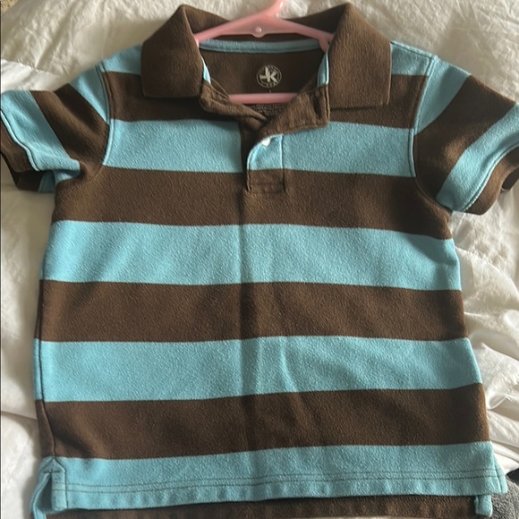 J. Khaki Brown and Blue Striped Polo Shirt - Picture 1 of 3